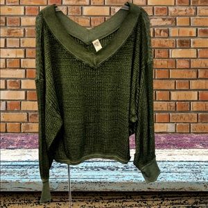 We The Free-Moss Pullover V Neck Knit Top